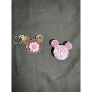 Keychain & Pop Socket Purple Flower Resin Handmade Set